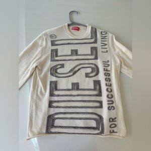 Diesel Ivory and Charcoal Graphic Sweater